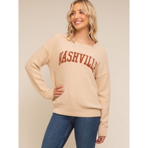 Thread & Supply Nashville Sweater Womens Large Beige Sand Cozy Soft Fuzzy Lounge - Picture 8 of 12